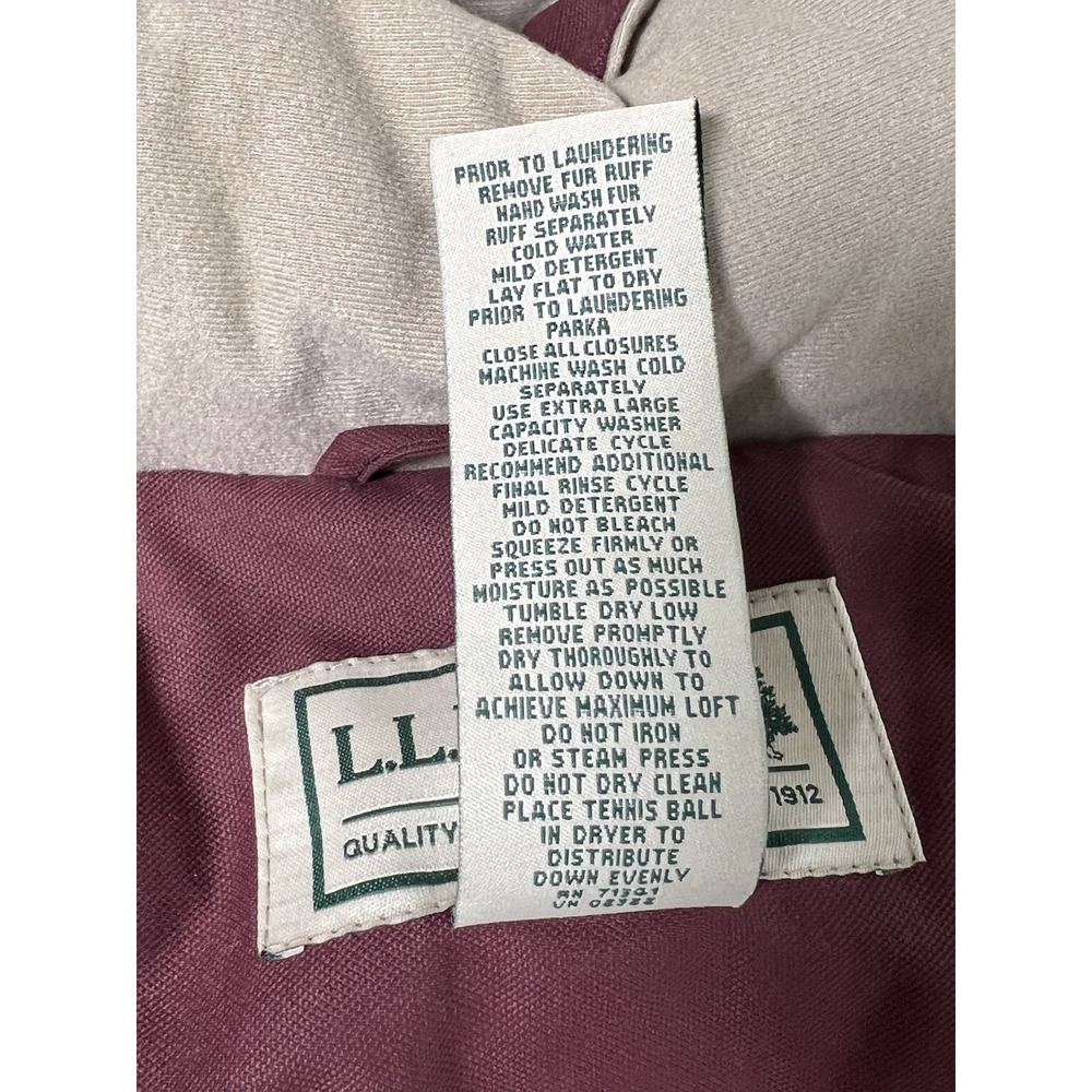 LL Bean Mens Parka Coat Jacket L Maroon Goose Down Faux Fur Hooded Gore-Tex EUC - Picture 13 of 16